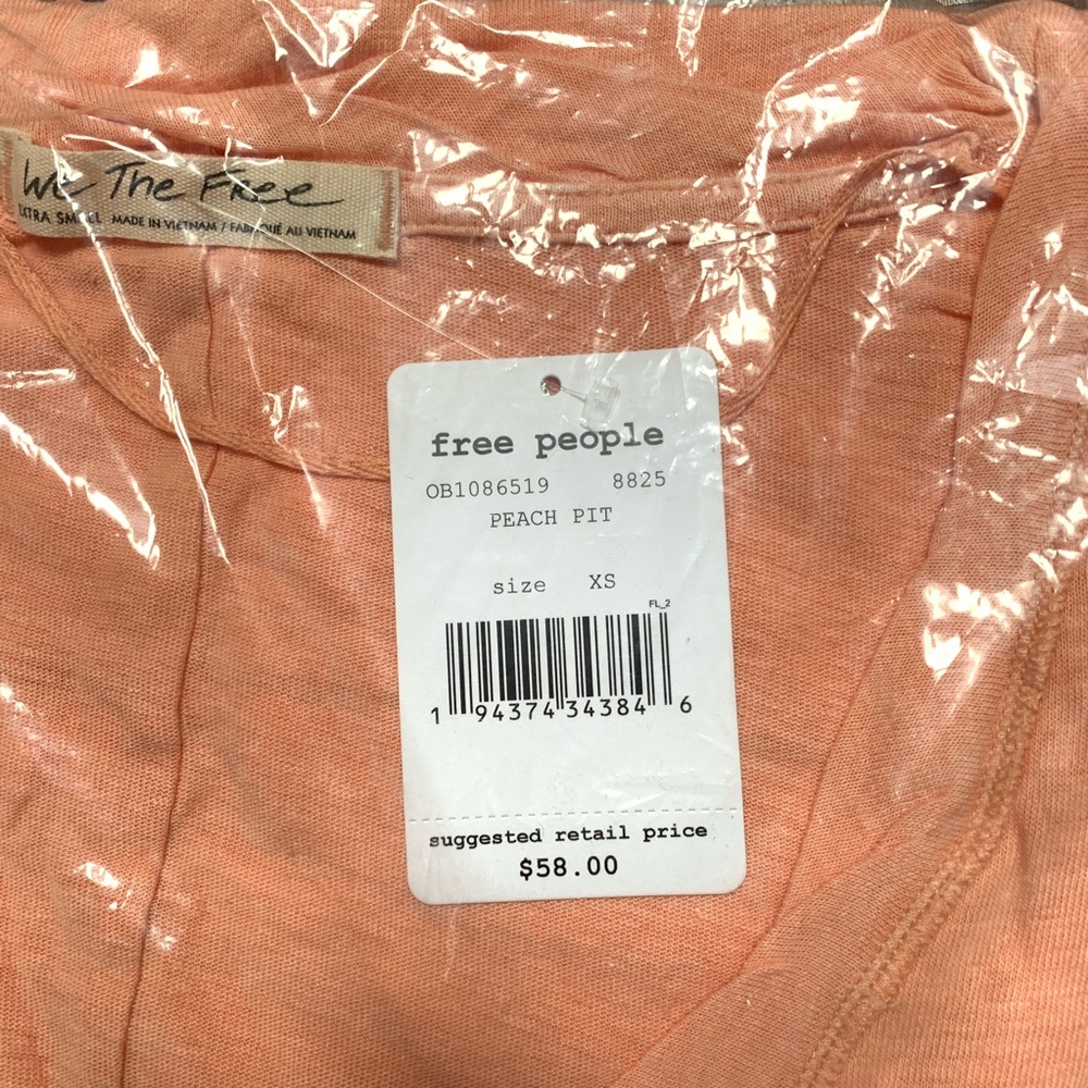NWT Free People Under The Sun Tee in Peach Pit - Picture 4 of 5